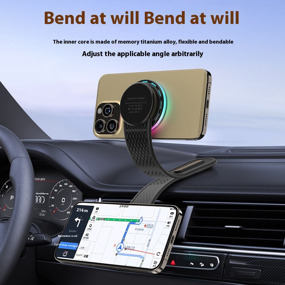 Magnetic Car Phone Charger Mount with Colorful Lights